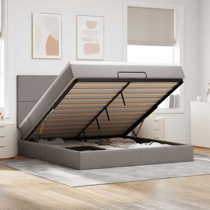 Struttura Letto Pouf con Materasso Tortora 180x200cm in Tessuto