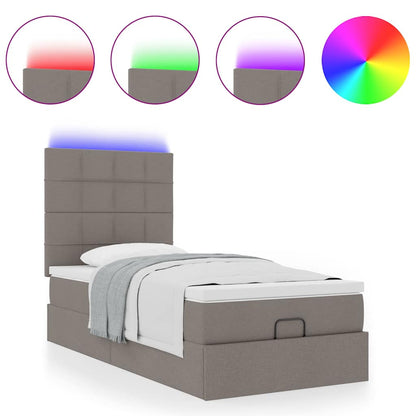 Struttura Letto Pouf con Materasso Tortora 80x200 cm in Tessuto