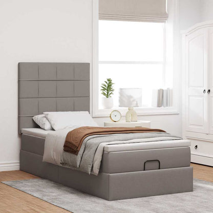 Struttura Letto Pouf con Materasso Tortora 100x200cm in Tessuto