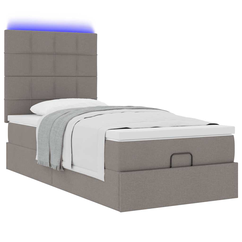 Struttura Letto Pouf con Materasso Tortora 100x200cm in Tessuto