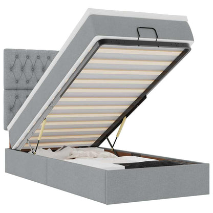 Pouf Letto con Materasso e LED Grigio Chiaro 80x200cm Tessuto