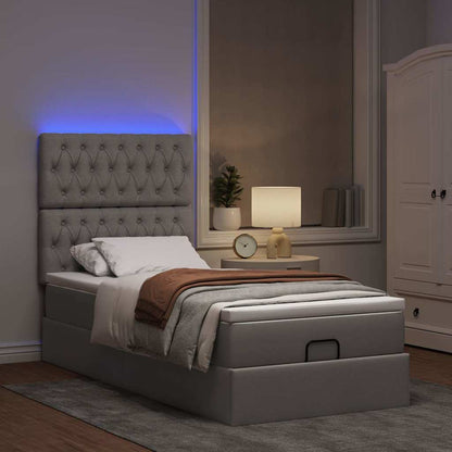 Struttura Letto Pouf con Materasso Tortora 80x200 cm in Tessuto
