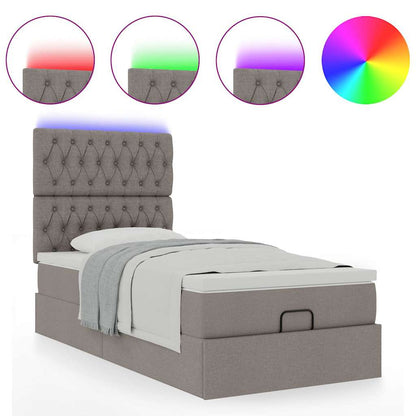 Struttura Letto Pouf con Materasso Tortora 80x200 cm in Tessuto