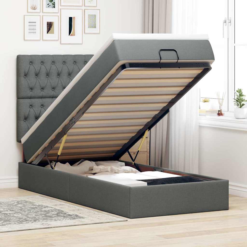 Struttura Letto Pouf con Materasso 100x200 cm in Tessuto