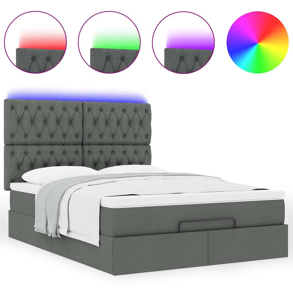 Struttura Letto Pouf con Materasso 140x190 cm in Tessuto