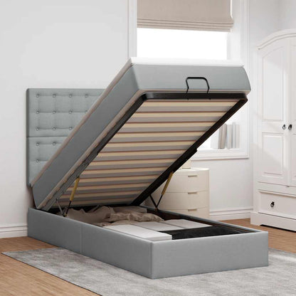 Pouf Letto con Materasso e LED Grigio Chiaro 80x200cm Tessuto