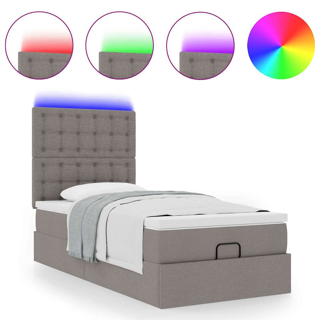 Struttura Letto Pouf con Materasso Tortora 80x200 cm in Tessuto