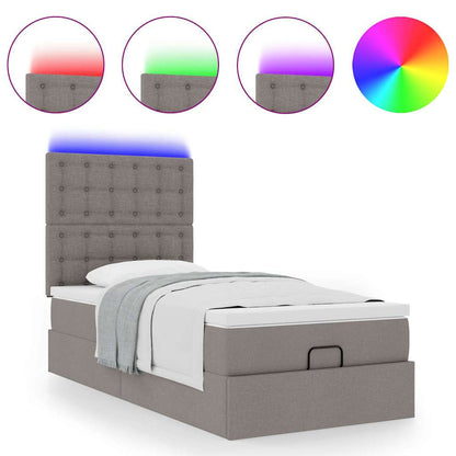 Struttura Letto Pouf con Materasso Tortora 80x200 cm in Tessuto