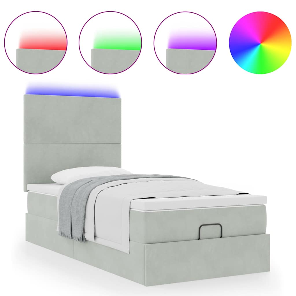 Struttura Letto Pouf con Materassi 80x200 cm in Velluto