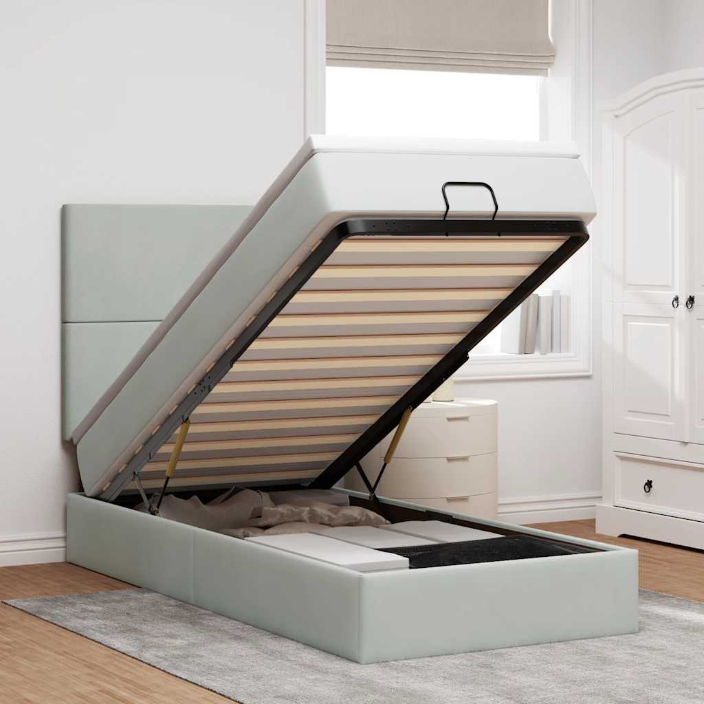 Struttura Letto Pouf con Materassi 80x200 cm in Velluto
