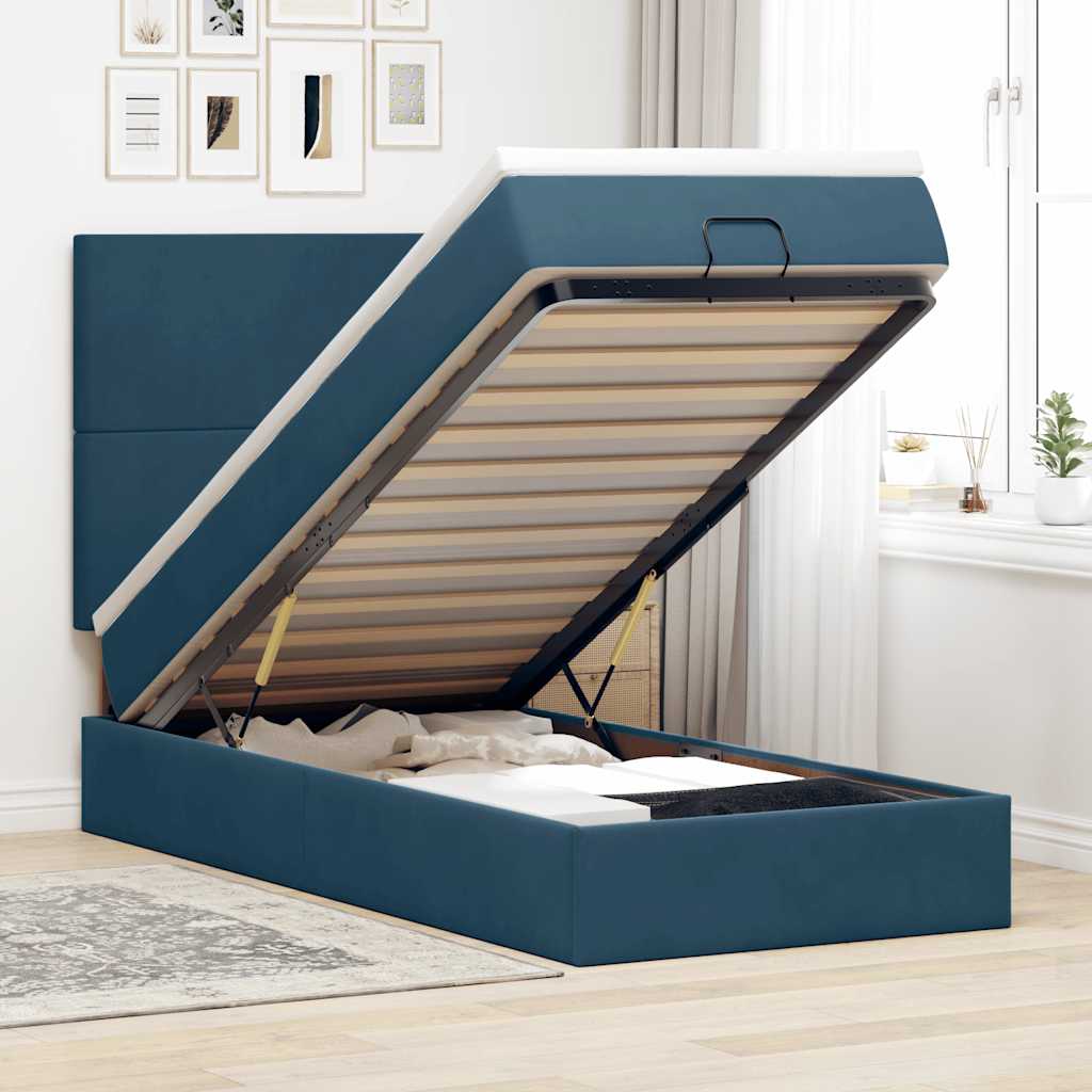 Struttura Letto Pouf con Materassi 80x200 cm Velluto
