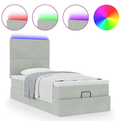 Struttura Letto Pouf con Materassi 90x200 cm in Velluto