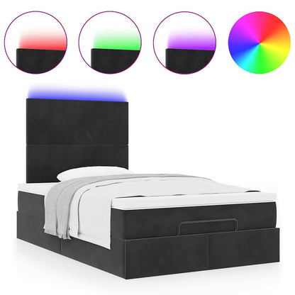 Struttura Letto Pouf con Materassi Nero 120x200 cm Velluto
