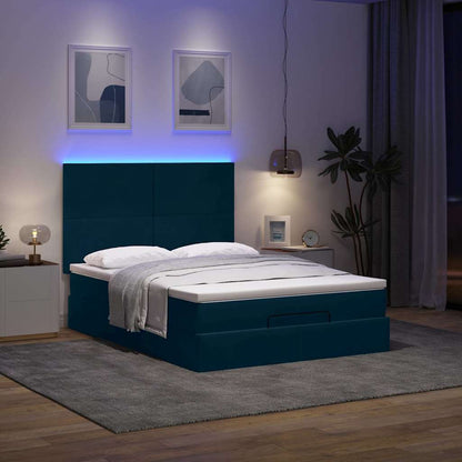 Struttura Letto Pouf con Materassi 140x190 cm in Velluto