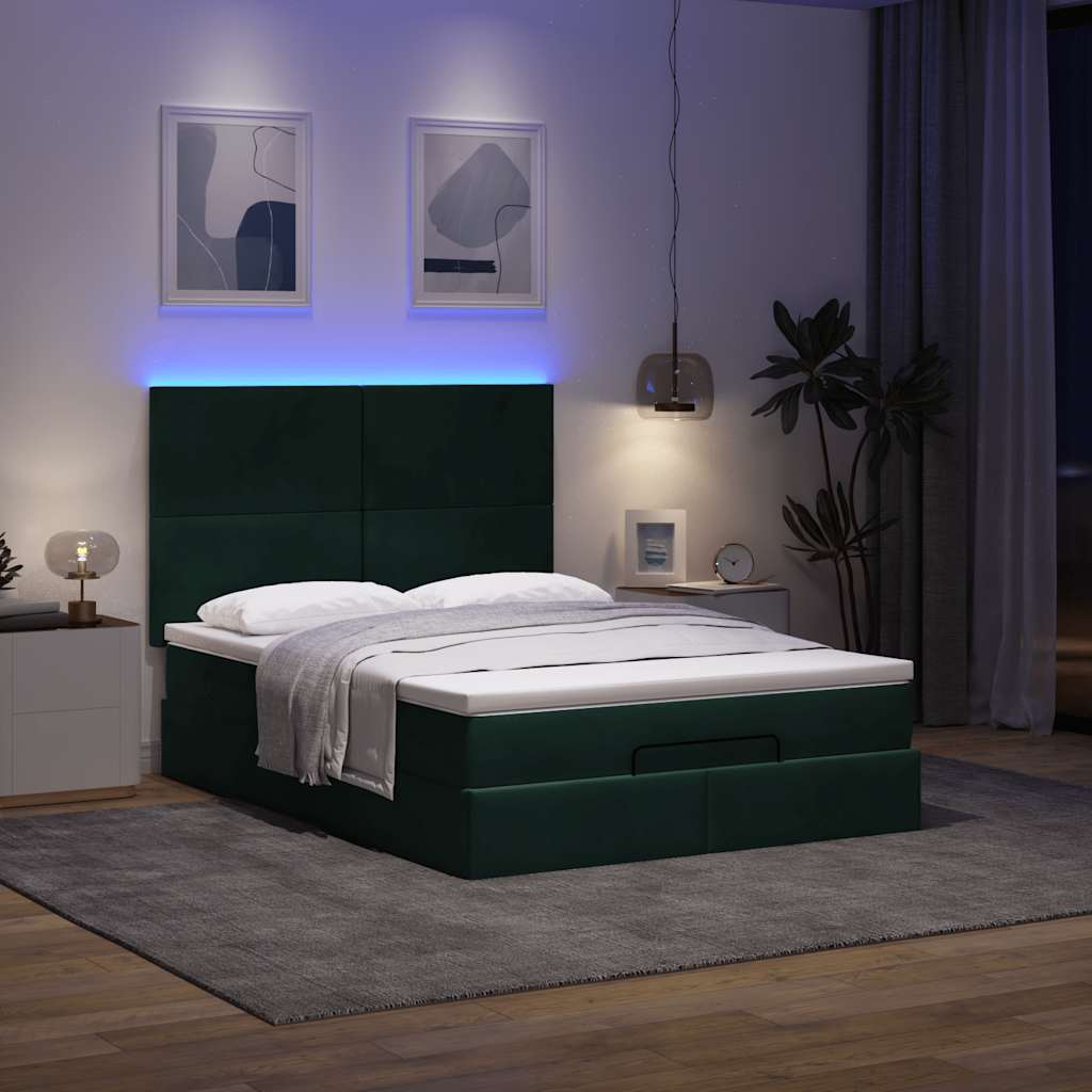 Struttura Letto Pouf con Materassi 140x200 cm in Velluto