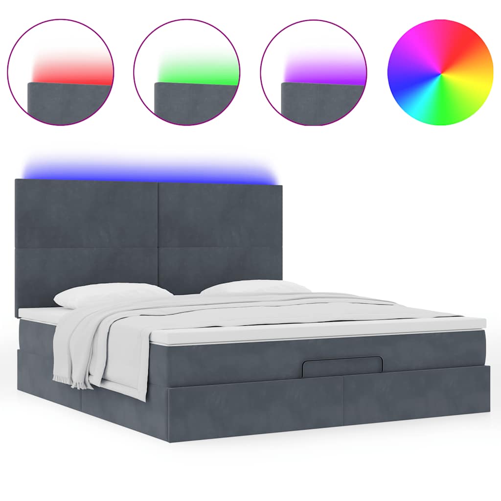 Struttura Letto Pouf con Materassi 160x200 cm in Velluto
