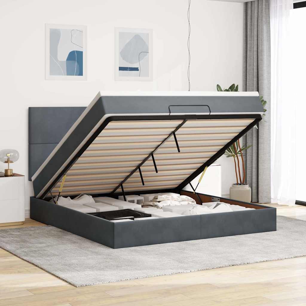 Struttura Letto Pouf con Materassi 160x200 cm in Velluto