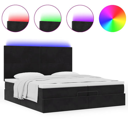 Struttura Letto Pouf con Materassi Nero 200x200 cm Velluto