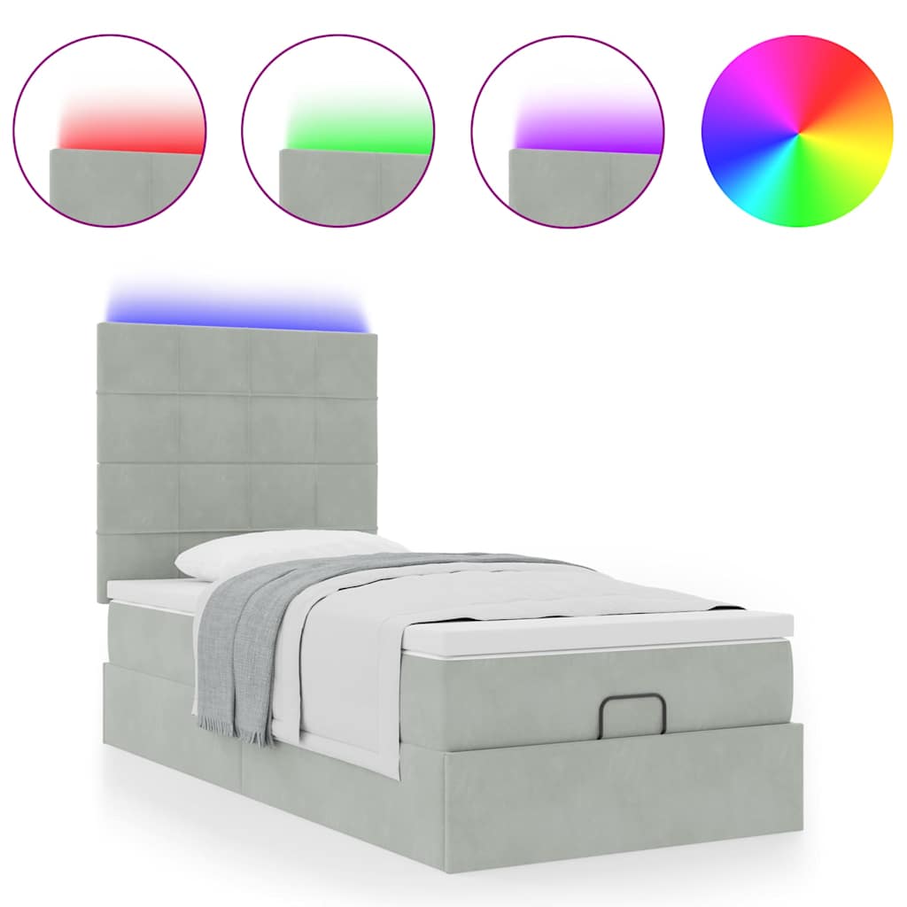 Struttura Letto Pouf con Materassi 80x200 cm in Velluto
