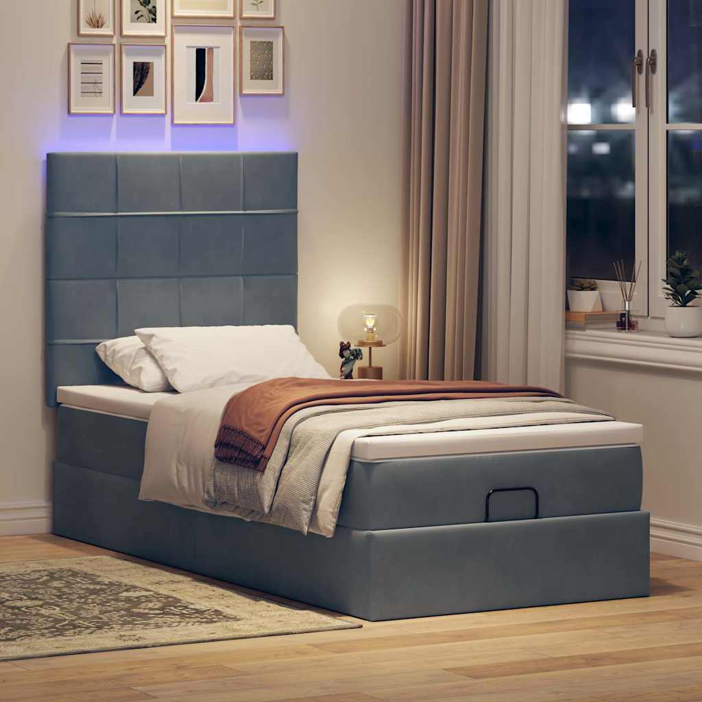 Struttura Letto Pouf con Materassi 180x200 cm in Velluto