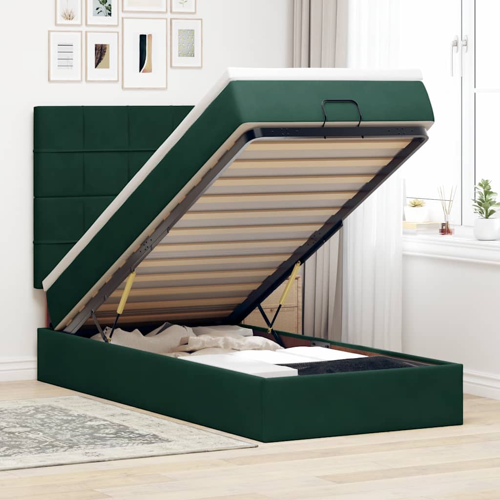 Struttura Letto Pouf con Materassi 90x190 cm in Velluto