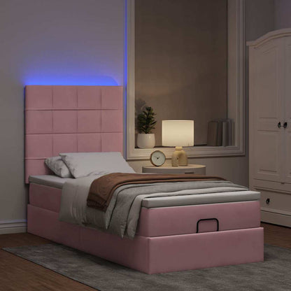 Struttura Letto Pouf con Materassi Rosa 100x200 cm Velluto
