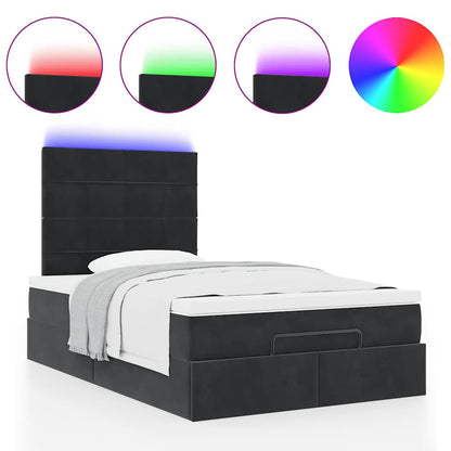 Struttura Letto Pouf con Materassi Nero 120x200 cm Velluto