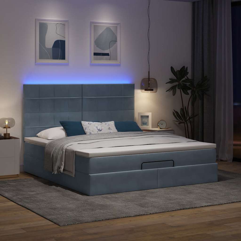 Struttura Letto Pouf con Materassi 160x200 cm in Velluto