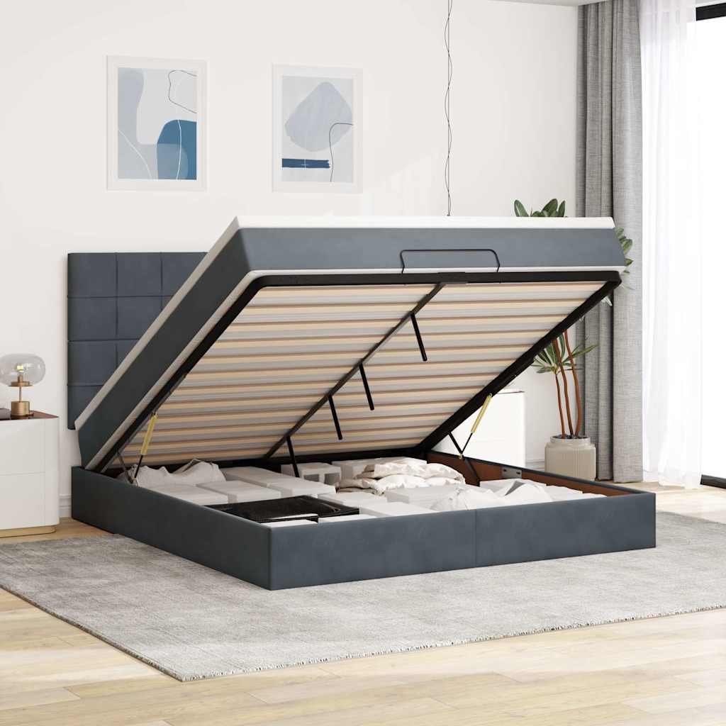 Struttura Letto Pouf con Materassi 160x200 cm in Velluto