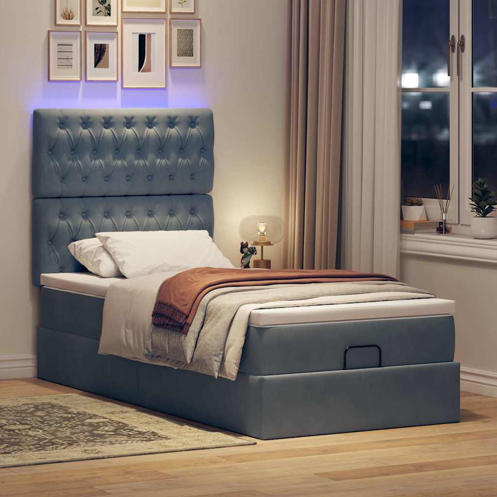 Struttura Letto Pouf con Materassi 180x200 cm in Velluto