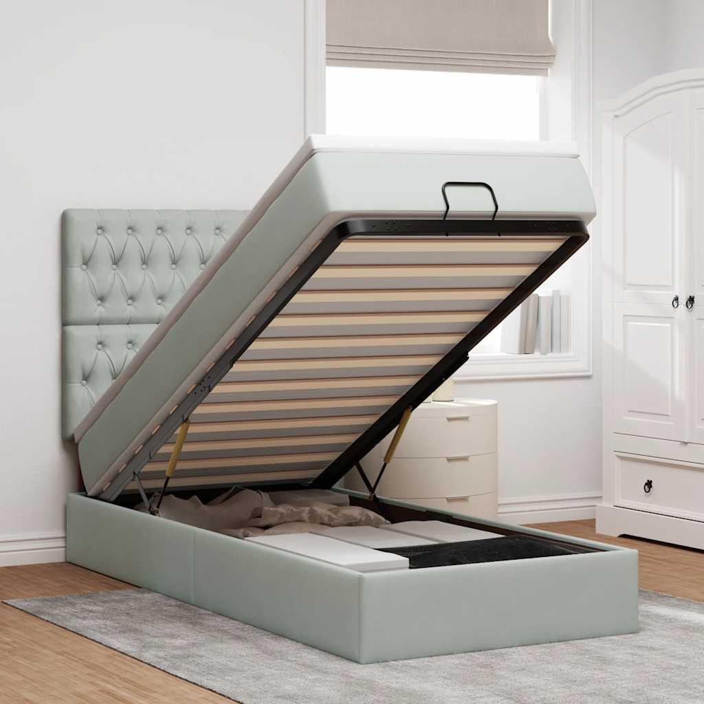 Struttura Letto Pouf con Materassi 90x190 cm in Velluto