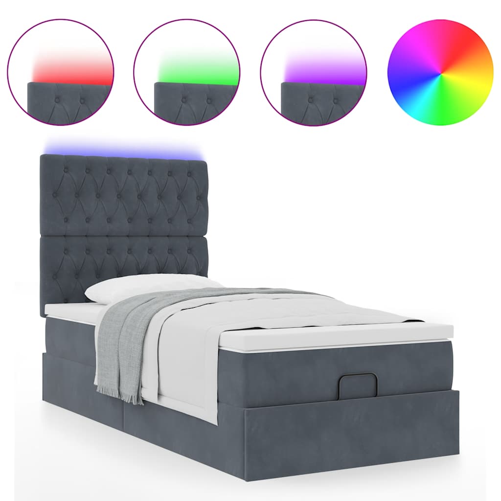 Struttura Letto Pouf con Materassi 100x200 cm Velluto