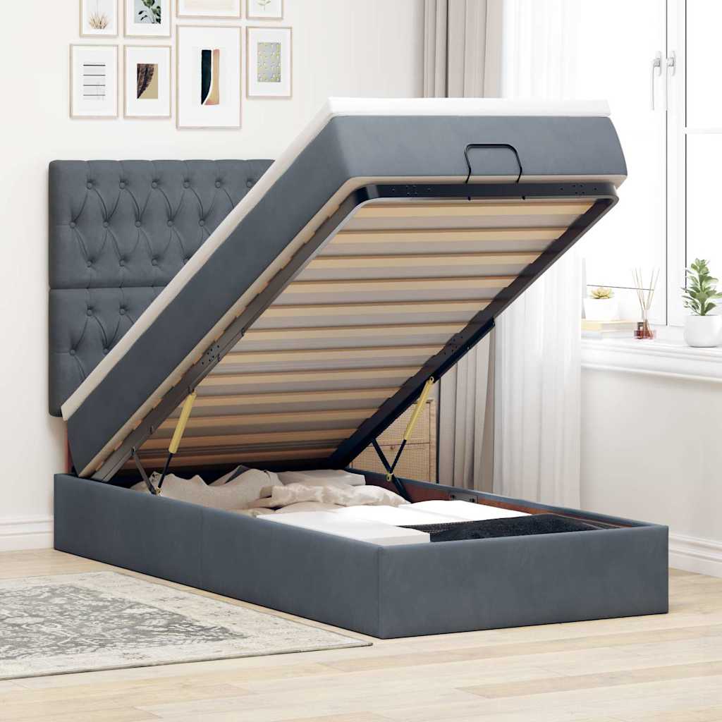 Struttura Letto Pouf con Materassi 100x200 cm Velluto