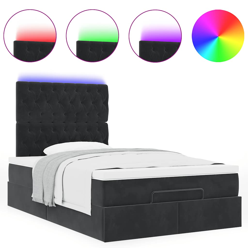 Struttura Letto Pouf con Materassi Nero 120x200 cm Velluto