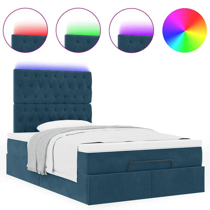Struttura Letto Pouf con Materassi Blu Scuro 120x200 cm Velluto