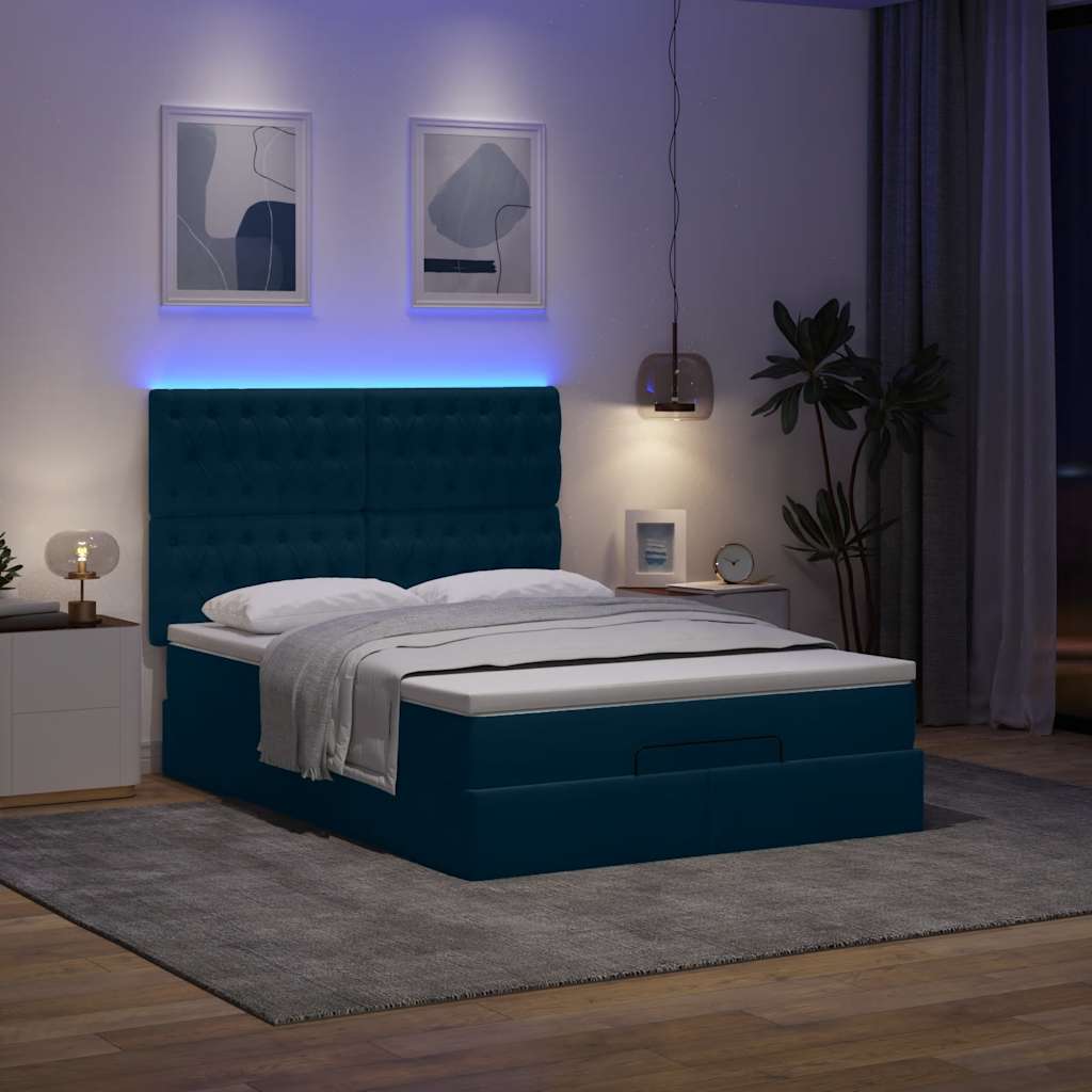 Struttura Letto Pouf con Materassi 140x190 cm in Velluto