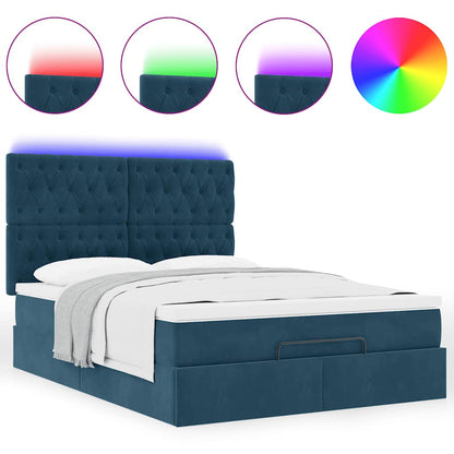 Struttura Letto Pouf con Materassi 140x190 cm in Velluto