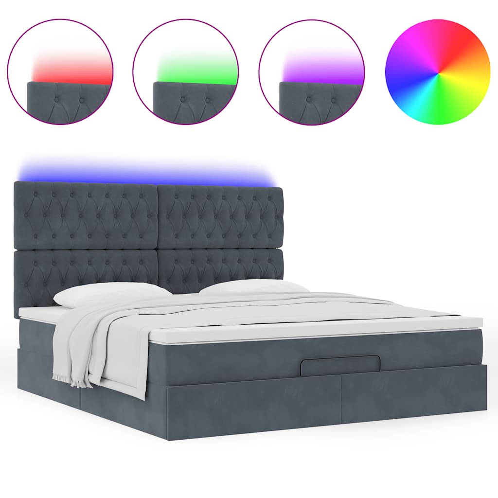 Struttura Letto Pouf con Materassi 160x200 cm in Velluto