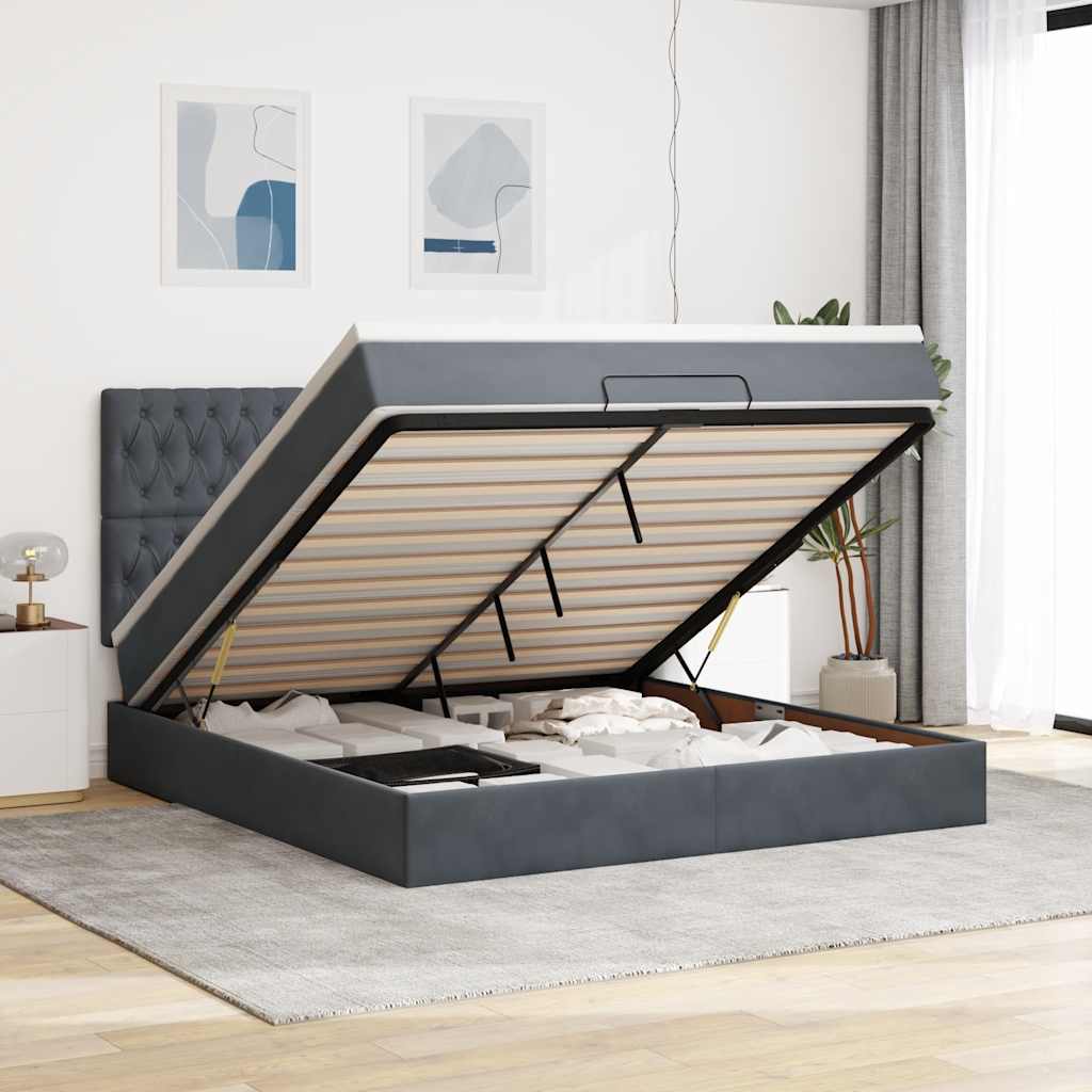 Struttura Letto Pouf con Materassi 160x200 cm in Velluto