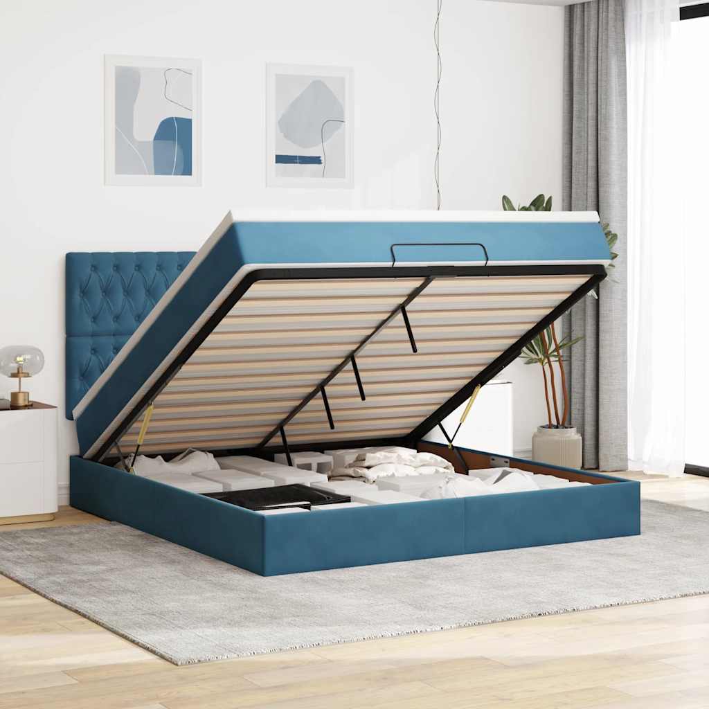 Struttura Letto Pouf con Materassi 160x200 cm Velluto