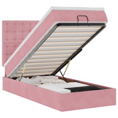 Struttura Letto Pouf con Materassi Rosa 80x200 cm Velluto