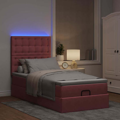 Struttura Letto Pouf con Materassi Rosa 80x200 cm Velluto
