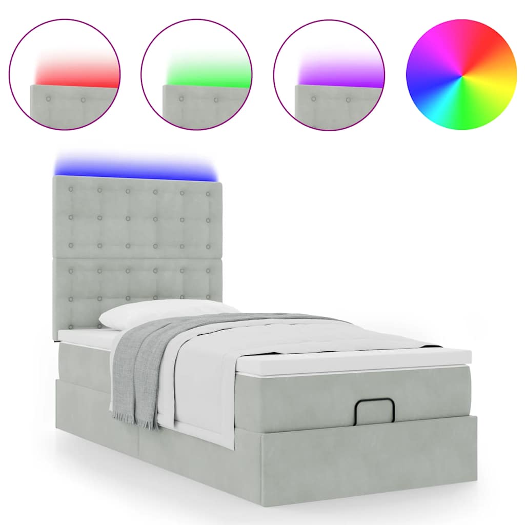 Struttura Letto Pouf con Materassi 90x200 cm in Velluto