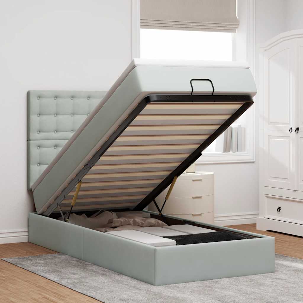 Struttura Letto Pouf con Materassi 90x200 cm in Velluto