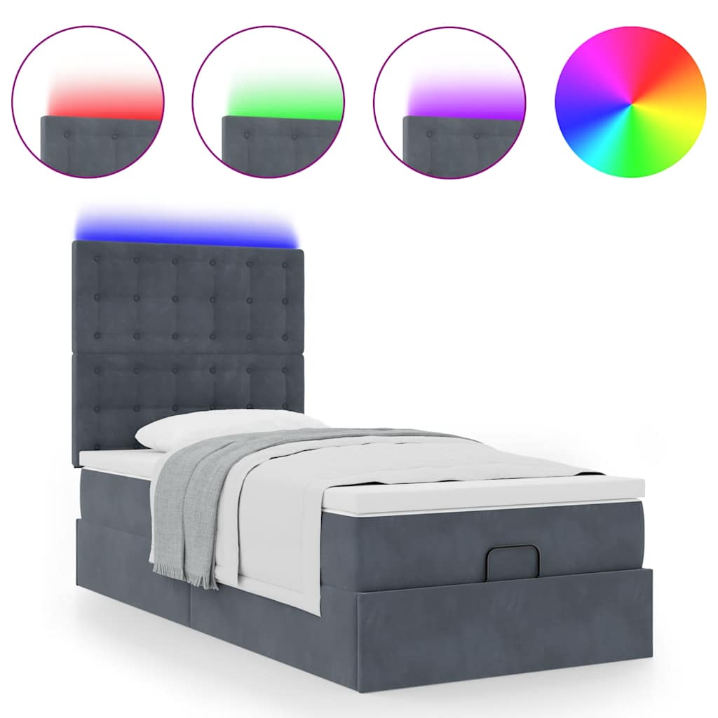 Struttura Letto Pouf con Materassi 90x200 cm in Velluto