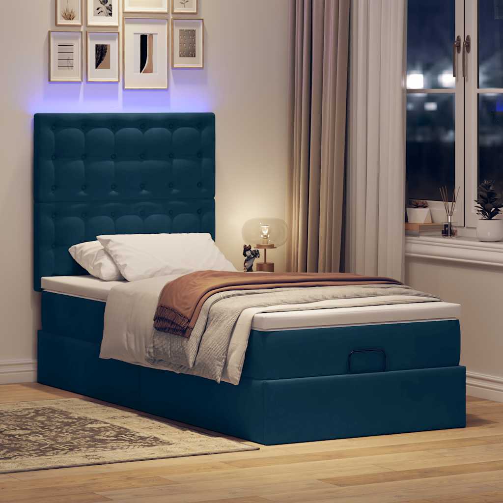 Struttura Letto Pouf con Materassi 90x200 cm in Velluto