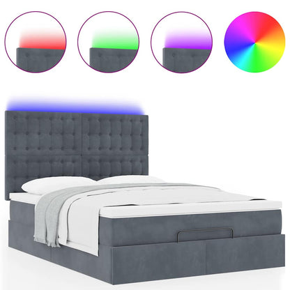 Struttura Letto Pouf con Materassi 140x190 cm Velluto
