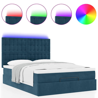 Struttura Letto Pouf con Materassi 140x190 cm in Velluto
