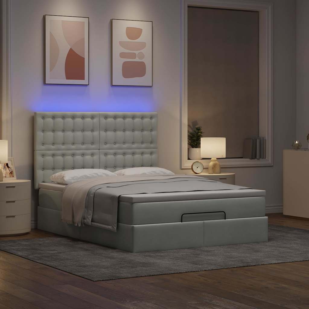 Struttura Letto Pouf con Materassi 140x200 cm in Velluto