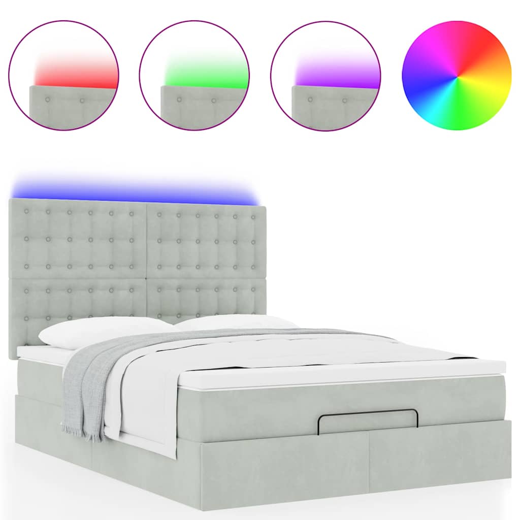 Struttura Letto Pouf con Materassi 140x200 cm in Velluto
